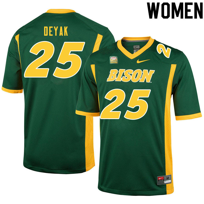 Women #25 Joe Deyak North Dakota State Bison College Football Jerseys Sale-Green